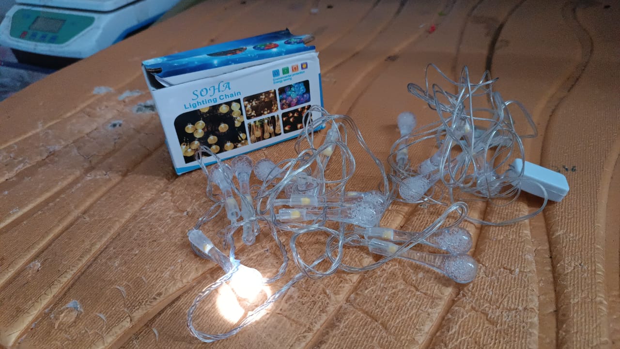 Decorative LED Lighting Chain with Crystal Water Drop Bulbs Approx 3 Mtr (1 Pc) Decorative LED Lighting Chain with Crystal Water Drop Bulbs Approx 3 Mtr (1 Pc)